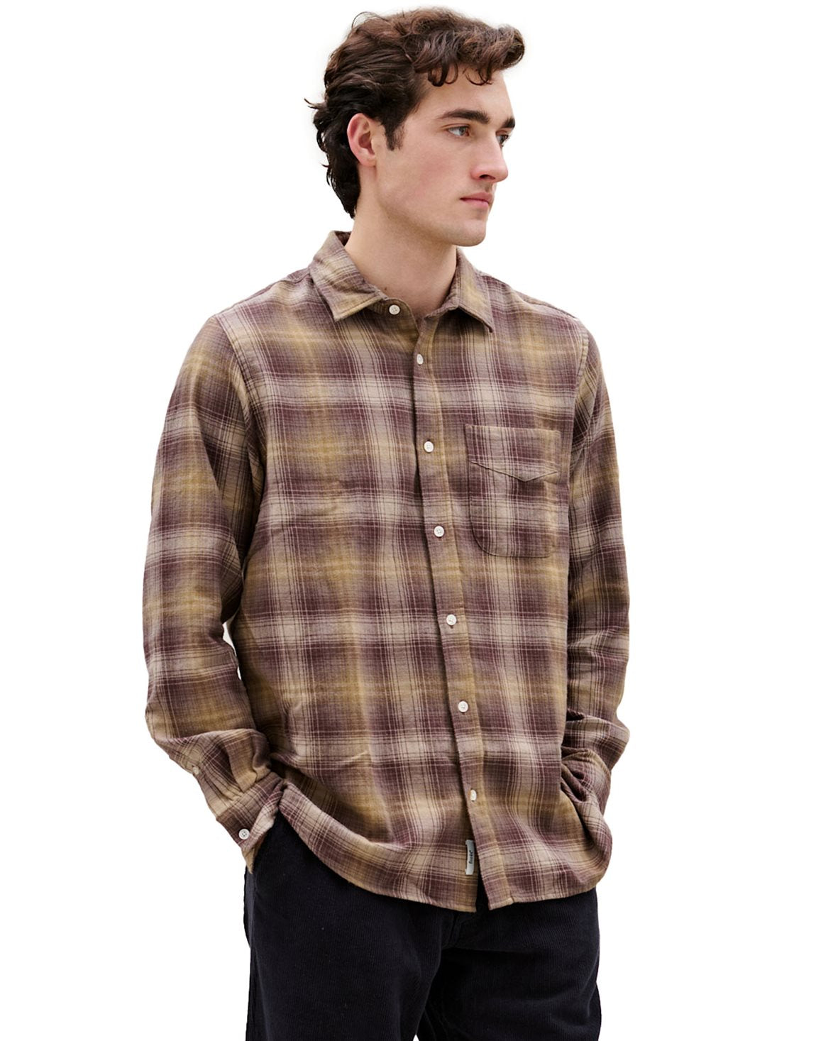 Ridge Flannel Regular Fit Check Shirt Wood Check