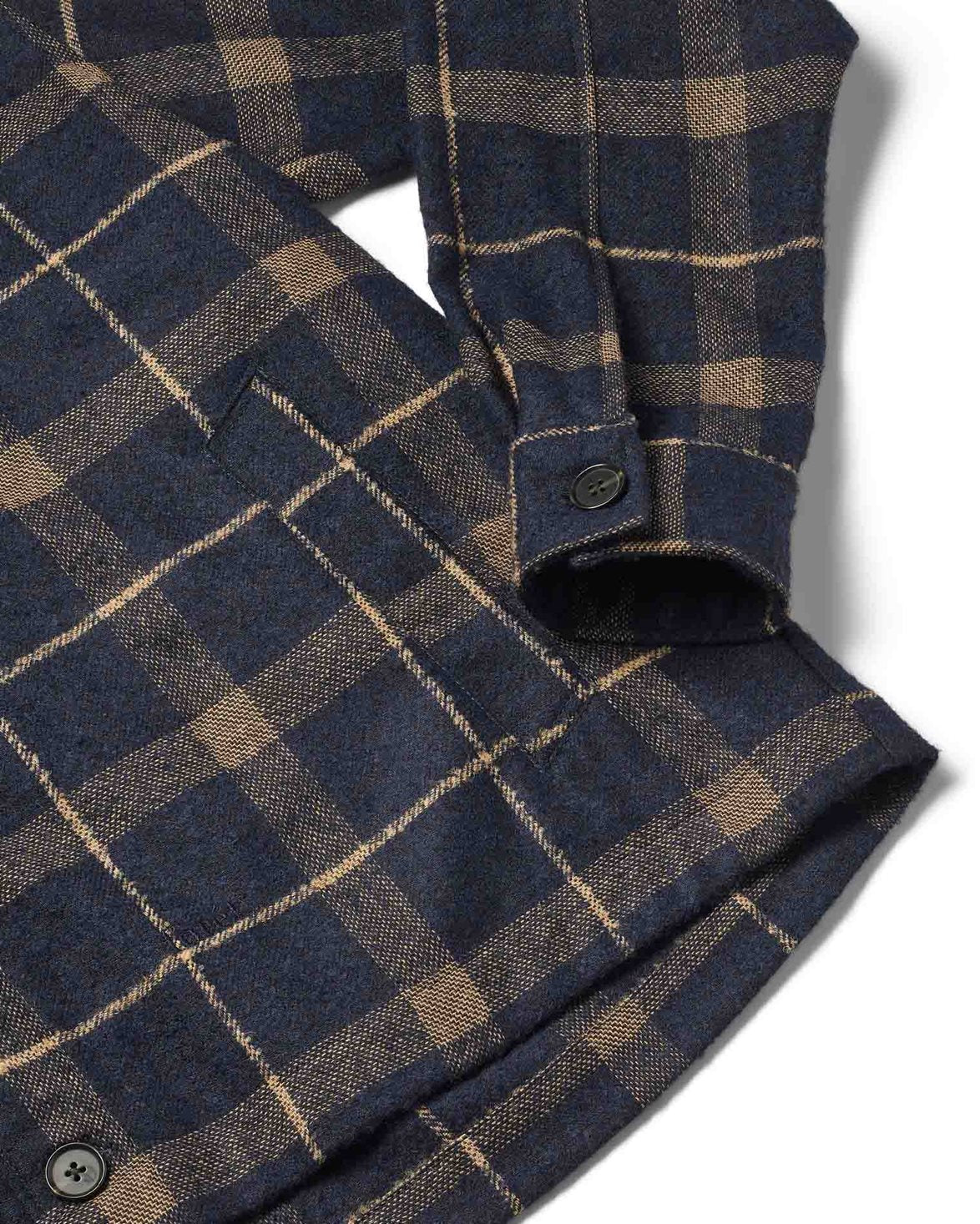 Sun Wool Relaxed Fit Check Overshirt Navy