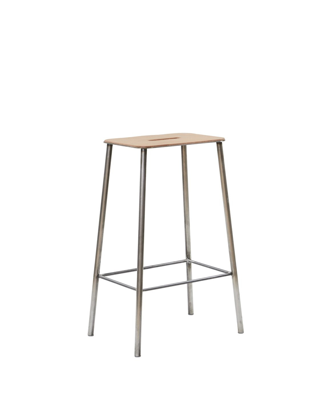 Adam Stool H65 Natural Leather/Raw stee