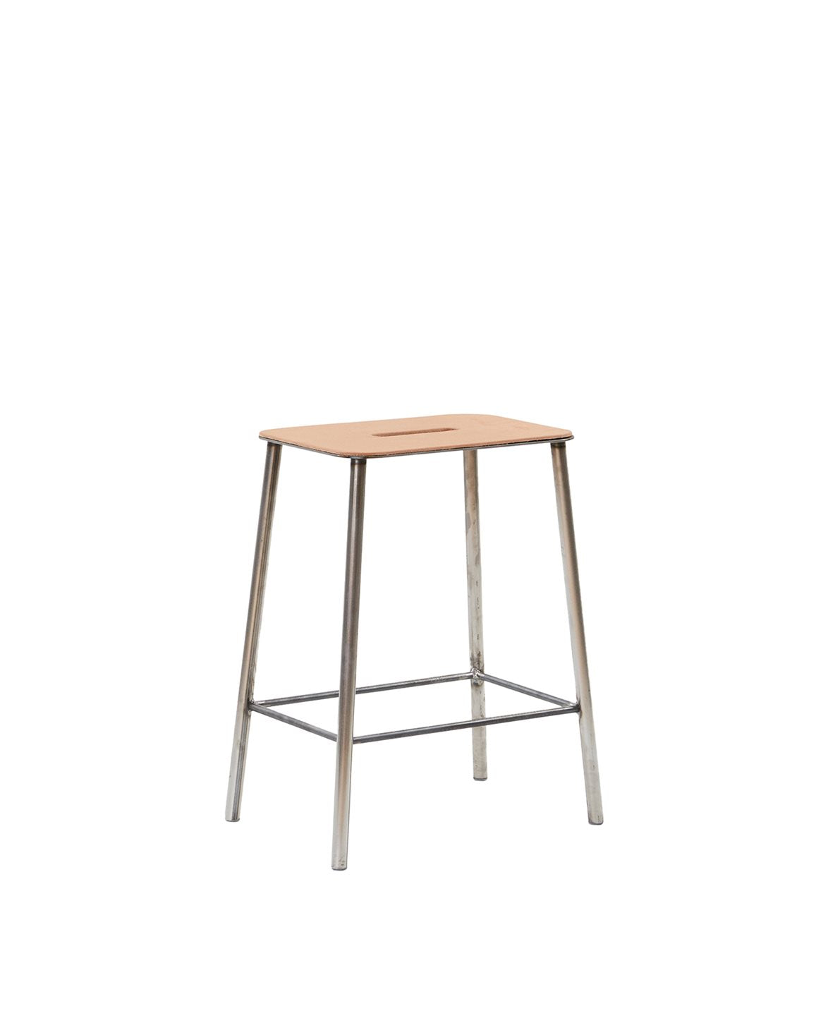 Adam Stool Natural Leather/raw steel