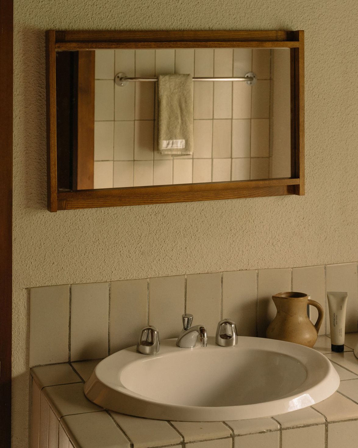 Symmetry Mirror Small Honey Ash Wood