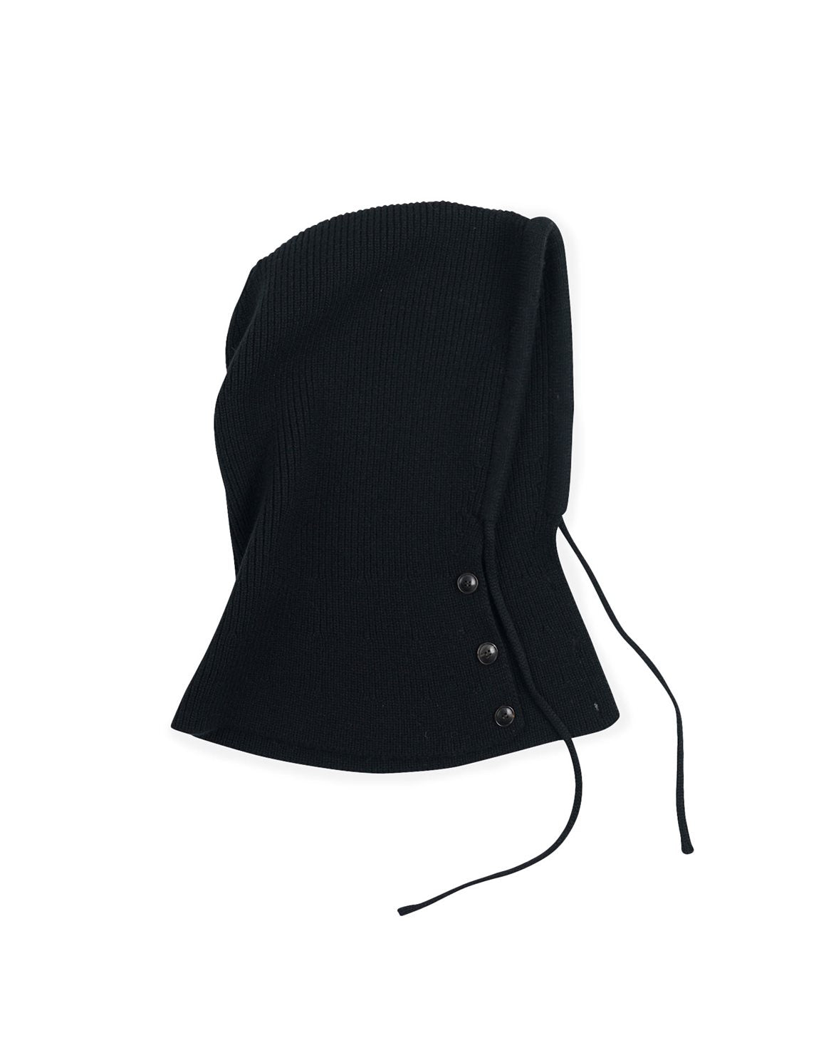 Merino Wool Knit Balaclava Black