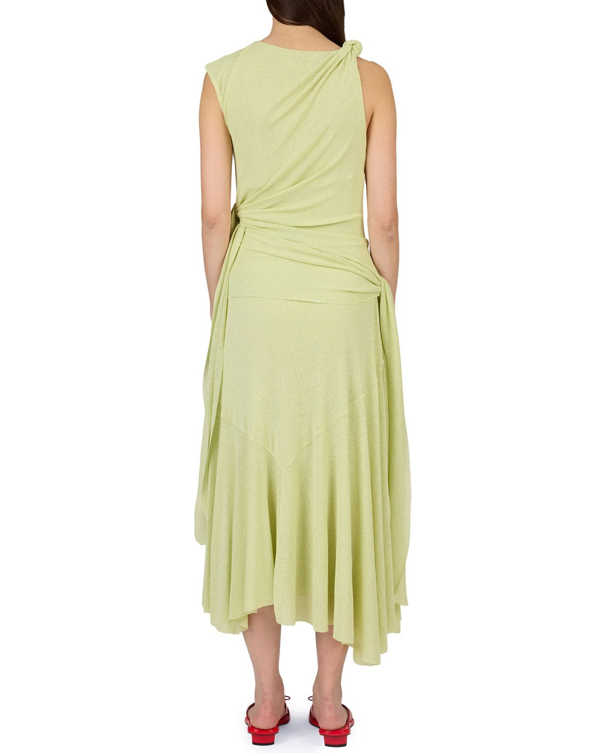Marl Mesh Draped Knot Long Dress Seedling