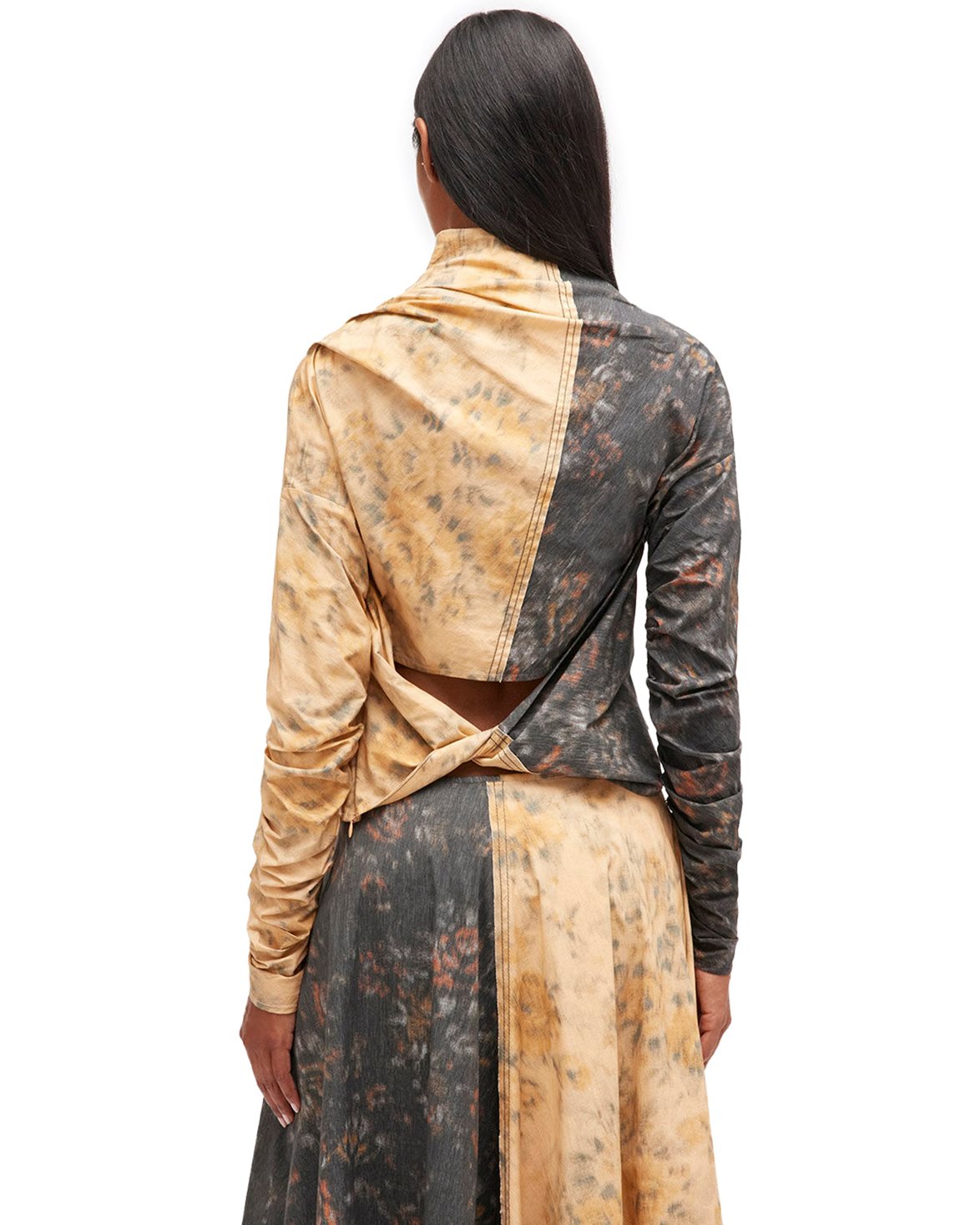 Printed Stretch Cotton Ruched Top Multicolour