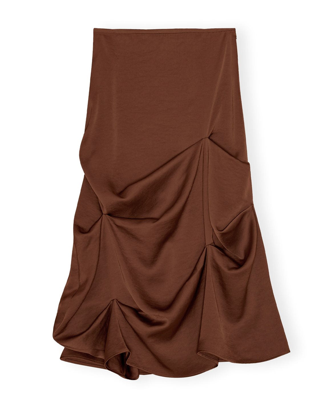 Satin Tuck Detail Long Skirt Chicory Coffee