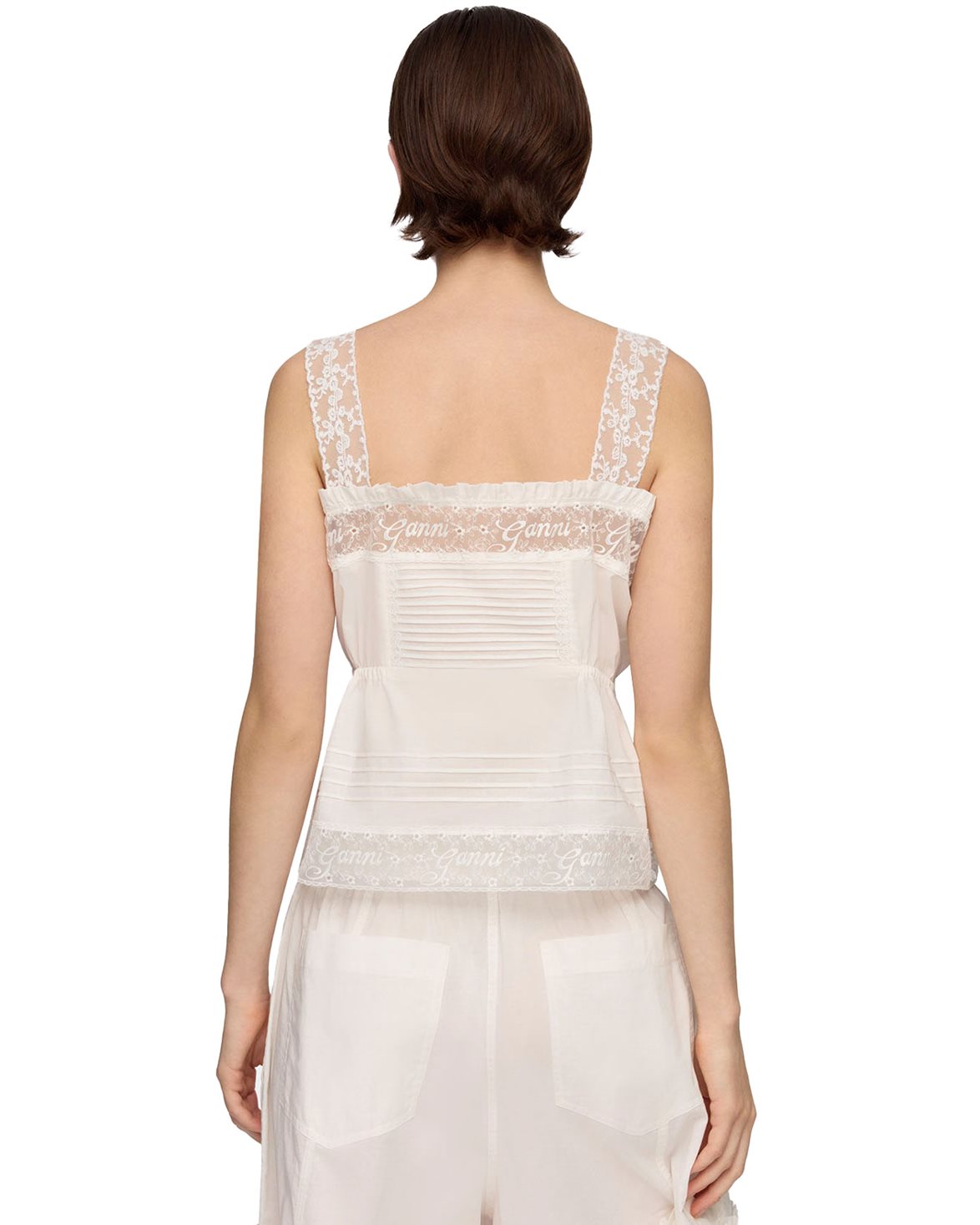 Voile Lace Slip Top Bright White