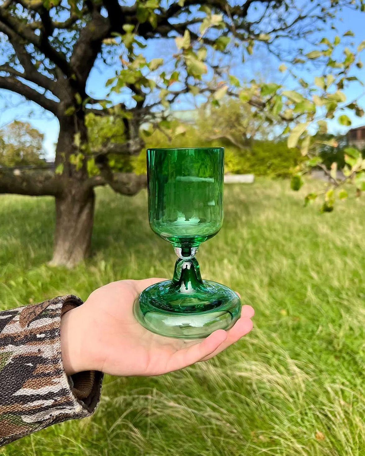 Chunky Beer Glass Transparent Green