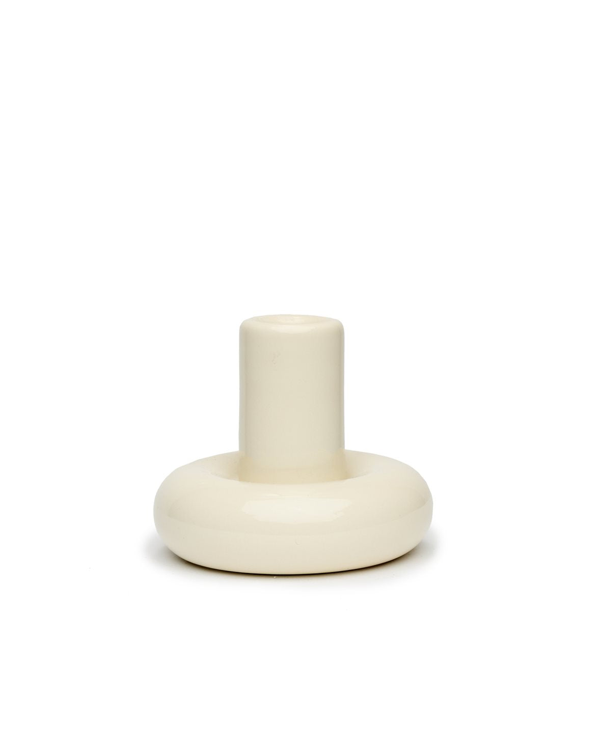 Chunky Candle Holder Low Cream