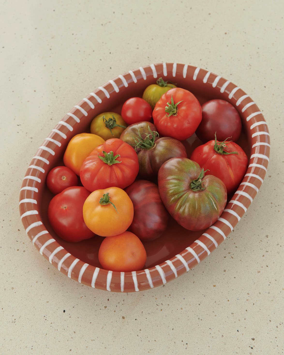 Barro Oval Dish S Natural With Stripes