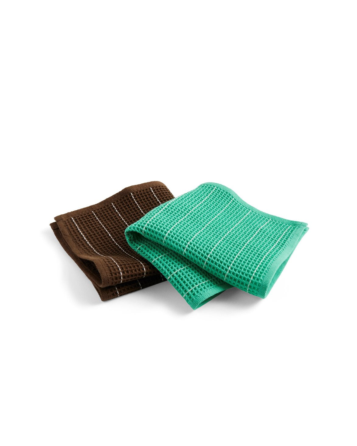 Canteen Dish Cloth Set Of 2 Chocolate Pinstripe/Emerald Pinstripe