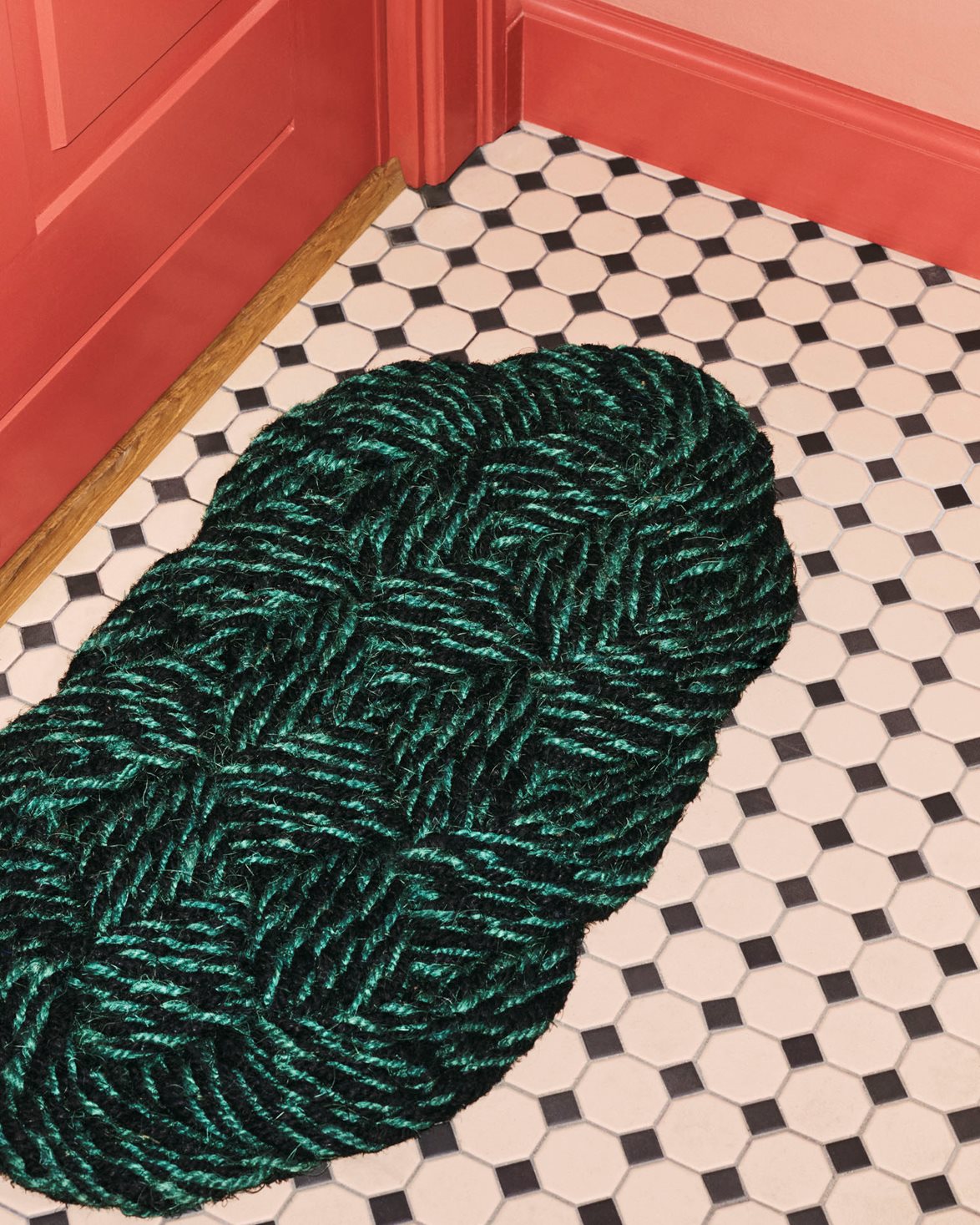 Coco Door Mat Swirl Green/Black