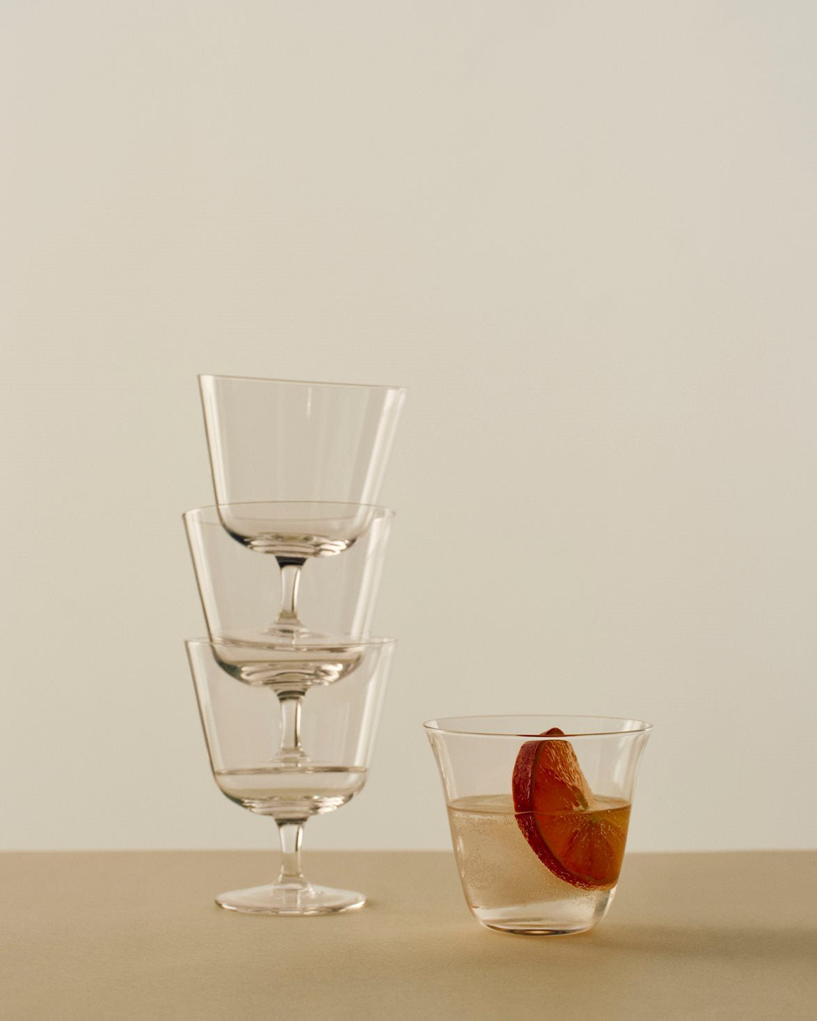 Curve Stem Glass Set Of 2 Small Clear