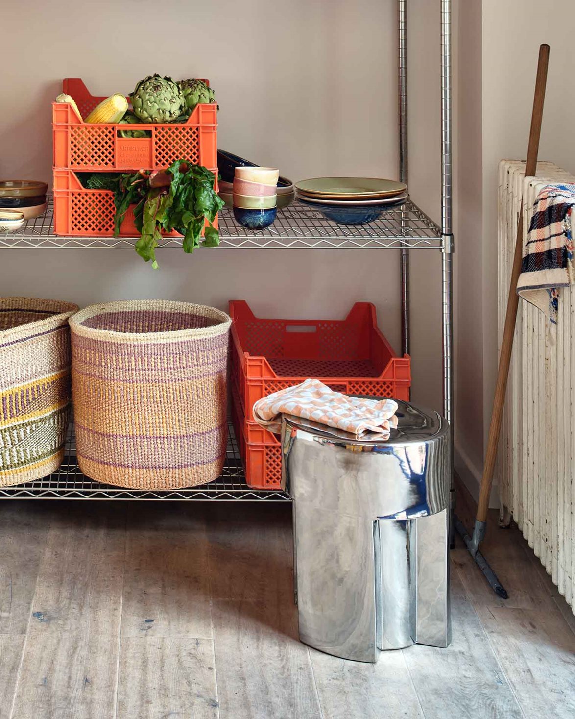 Stoneware Side Table Chrome