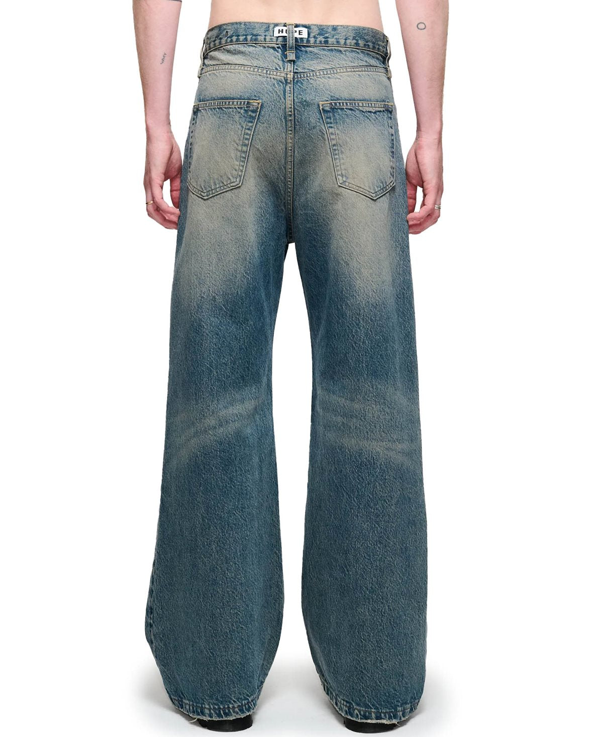Skid Wide Leg Jeans Mid Blue Dirty