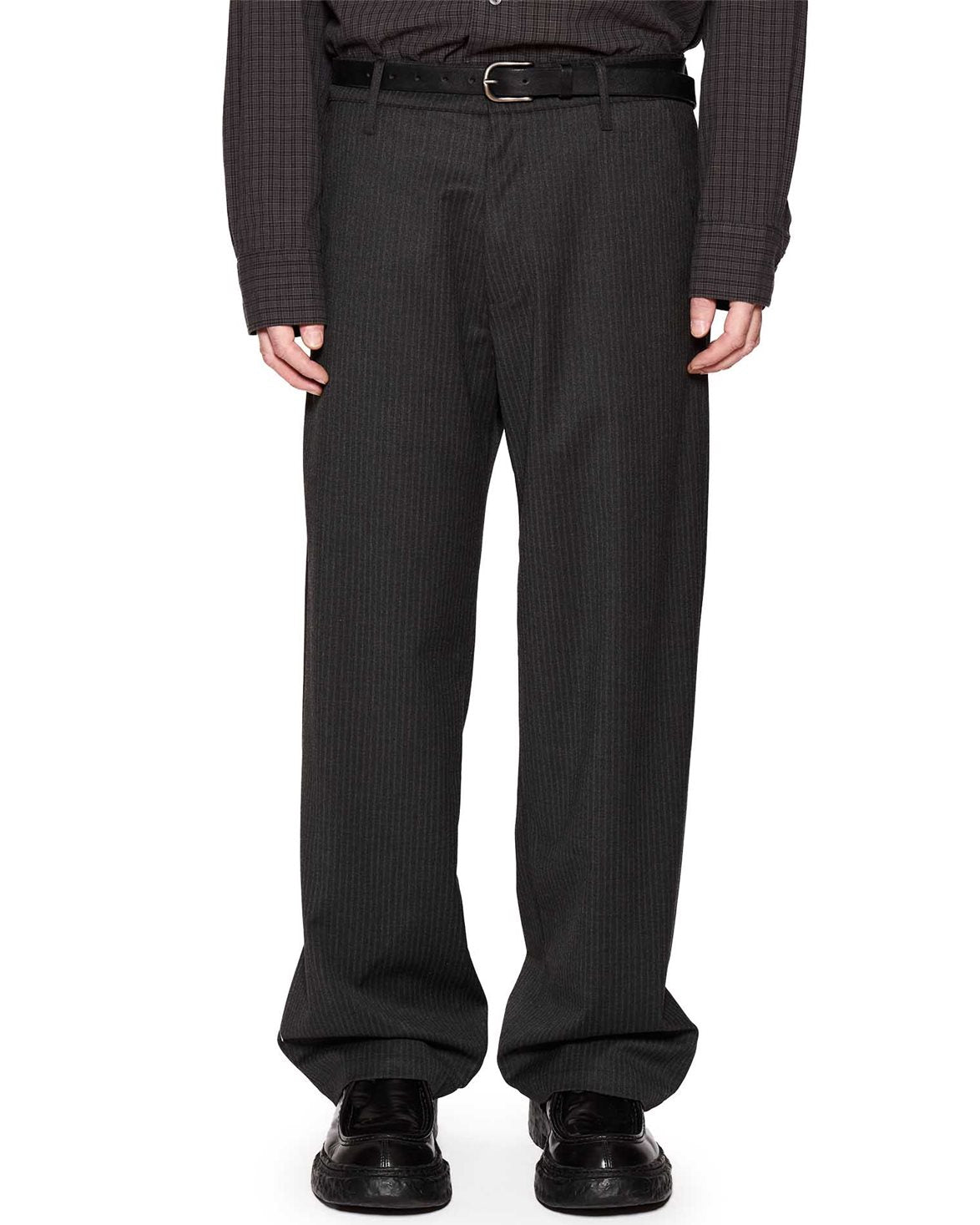 Wind Wide Leg Trousers Grey Pinstripe