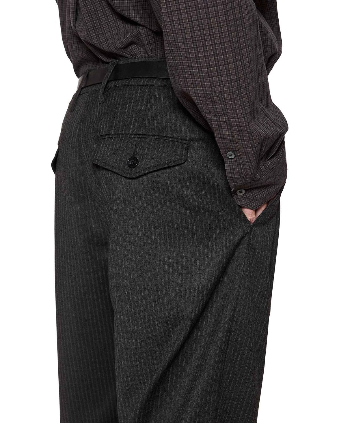 Wind Wide Leg Trousers Grey Pinstripe