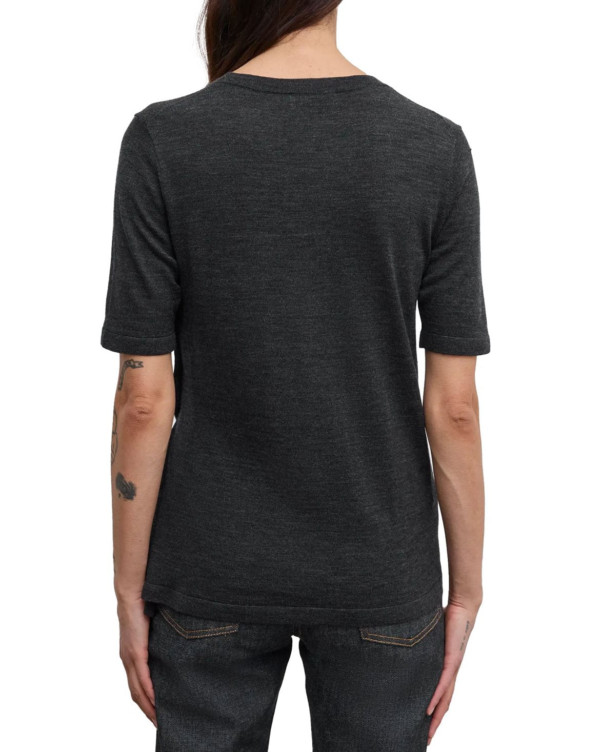 Asymmetric Knit Top Antracite Grey