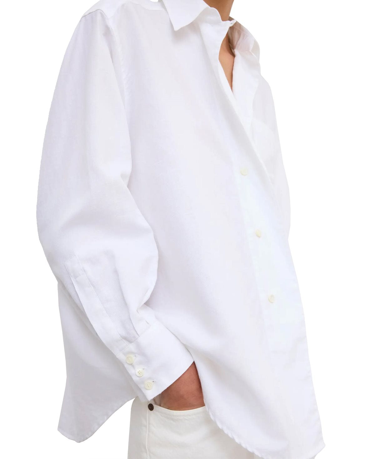 Asymmetric Linen Shirt White