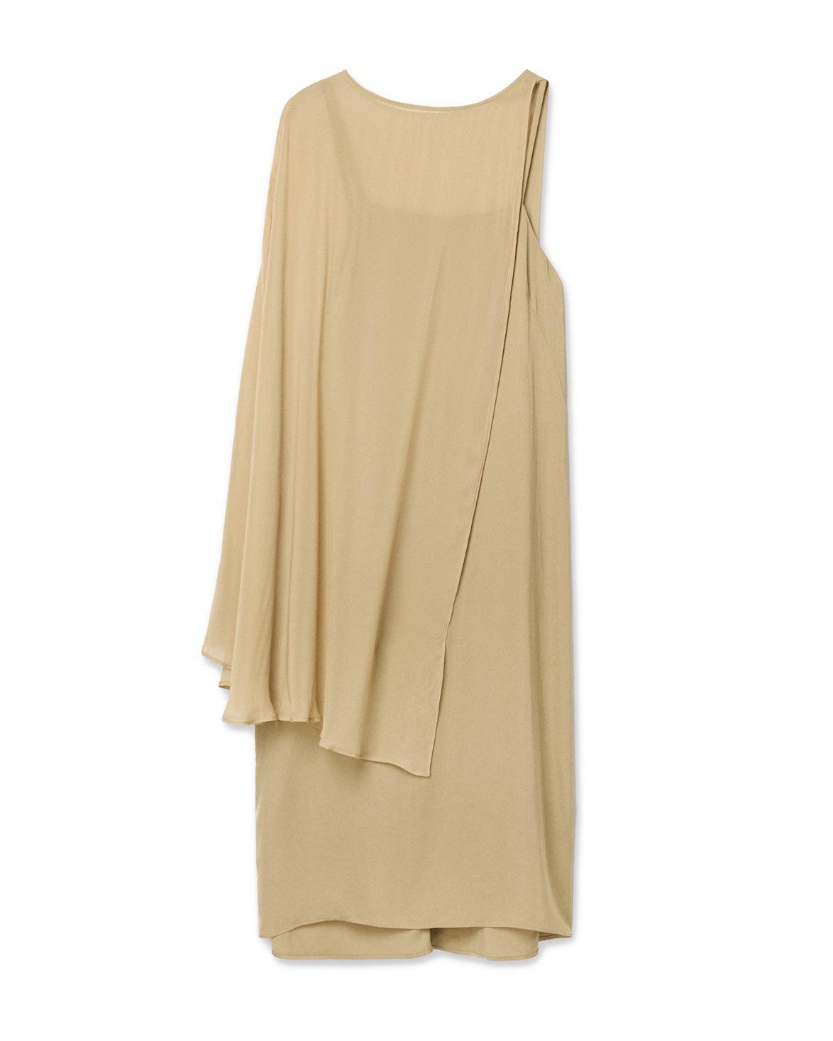 Chiffon Cape Dress Clay Beige