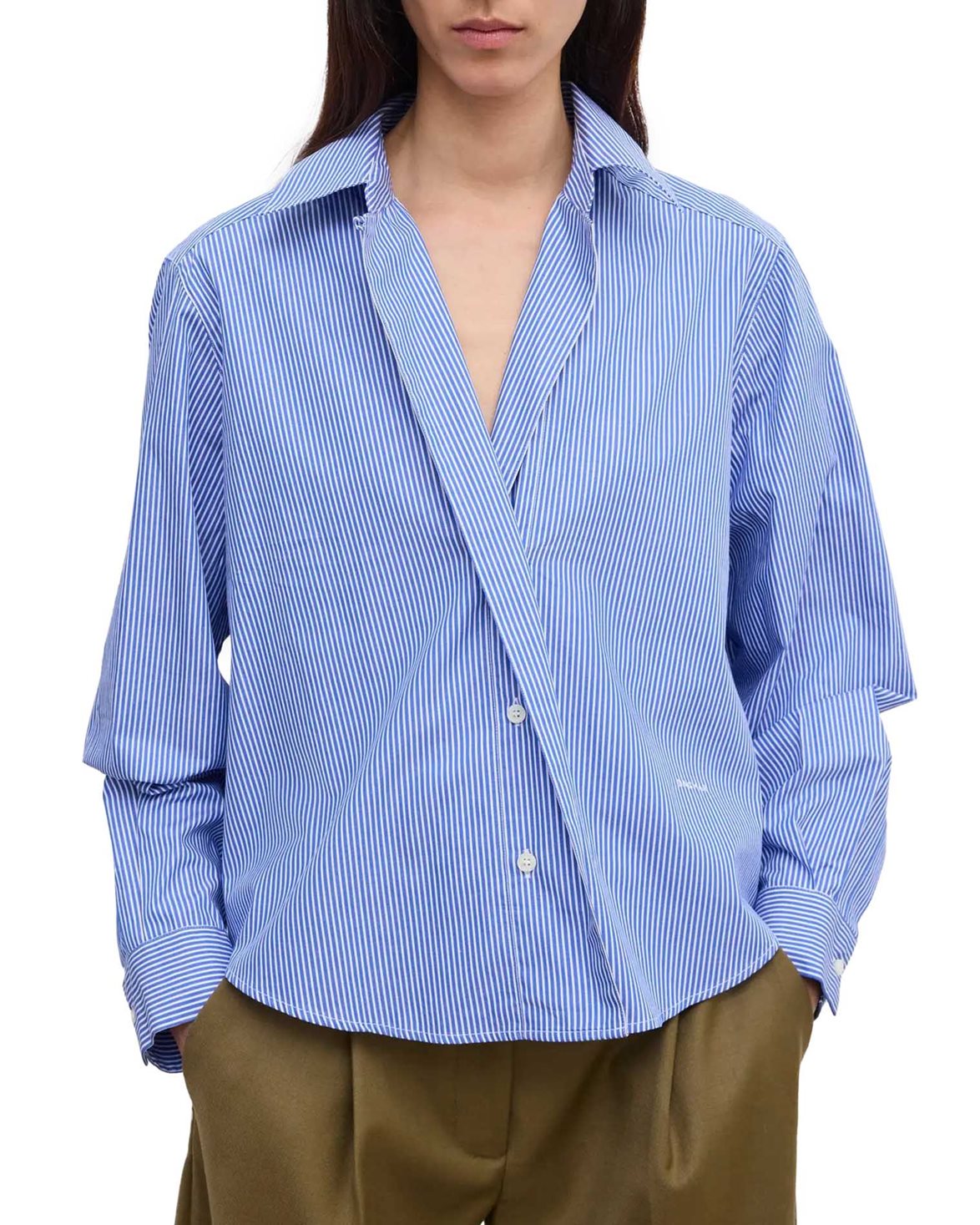 Cropped Shirt Blue Stripe