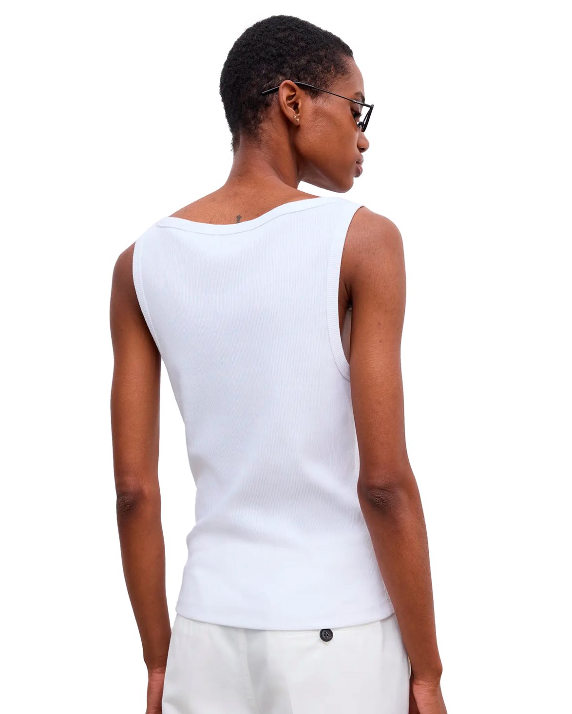 Fitted Rib Tank Top White