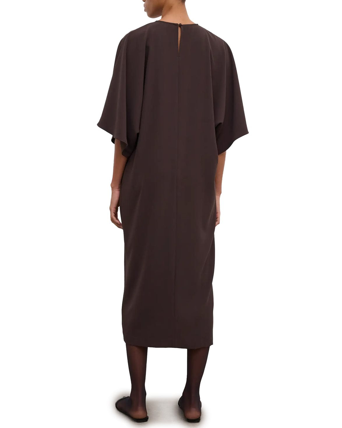 Kimono Crepe Dress Chocolate Brown