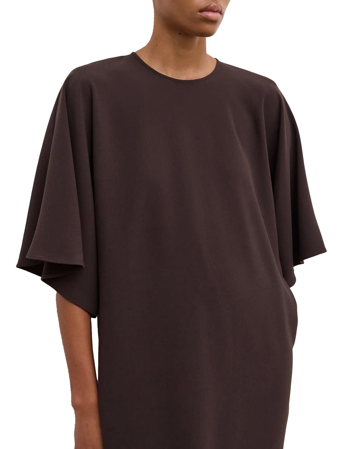 Kimono Crepe Dress Chocolate Brown