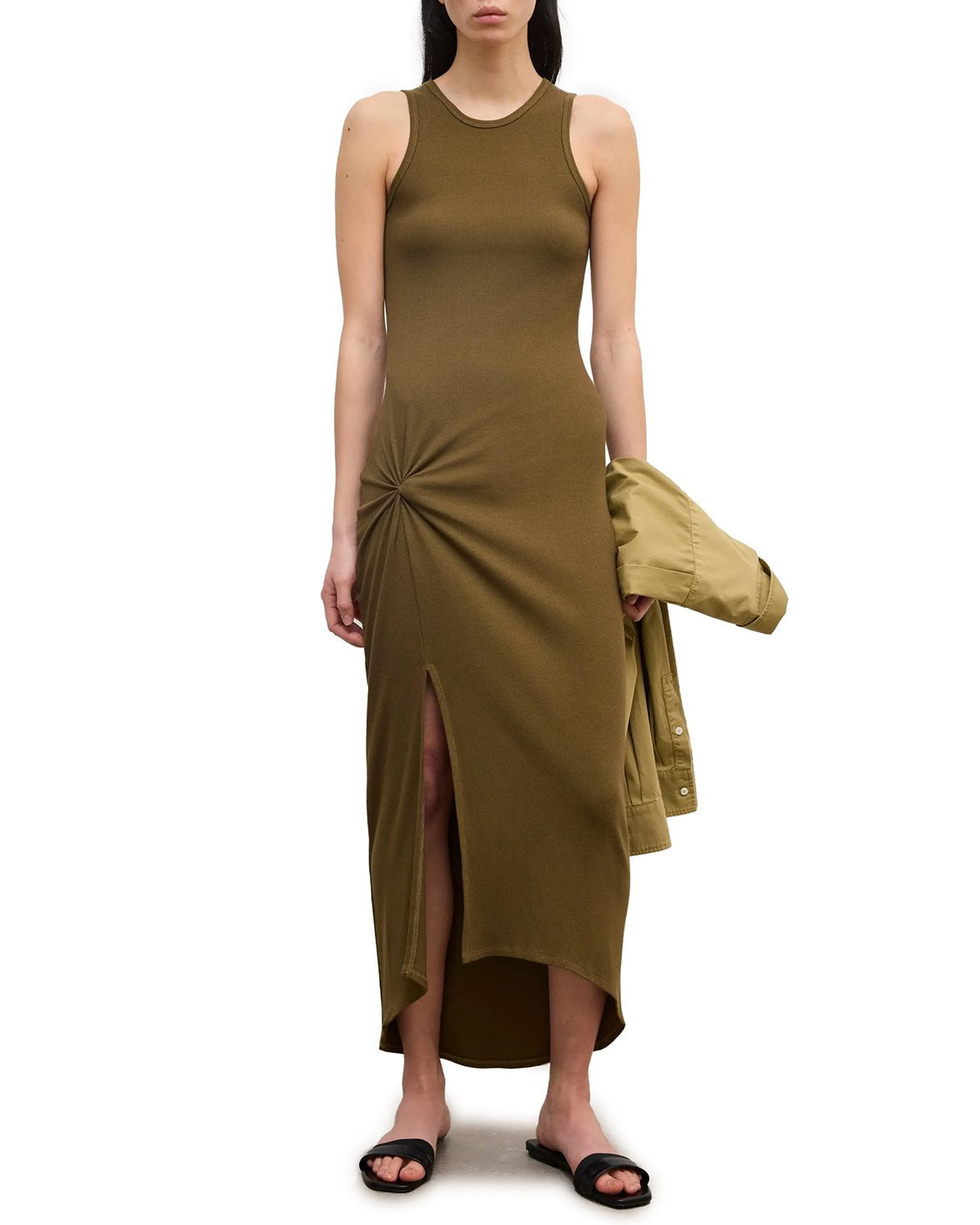 Knot Tank Dress Dark Olive Green