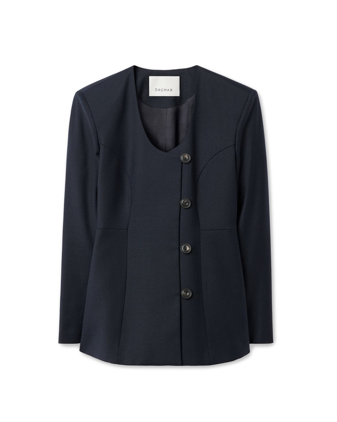 Sb Collarless Blazer Dark Navy