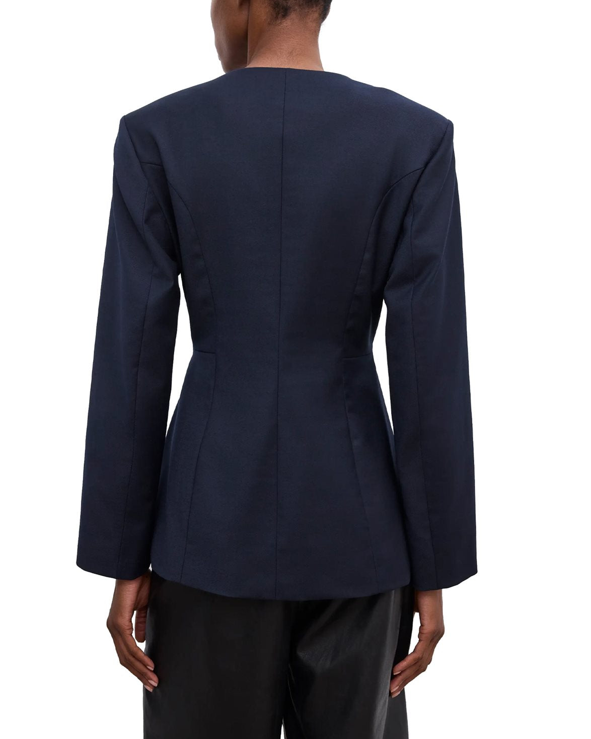 Sb Collarless Blazer Dark Navy