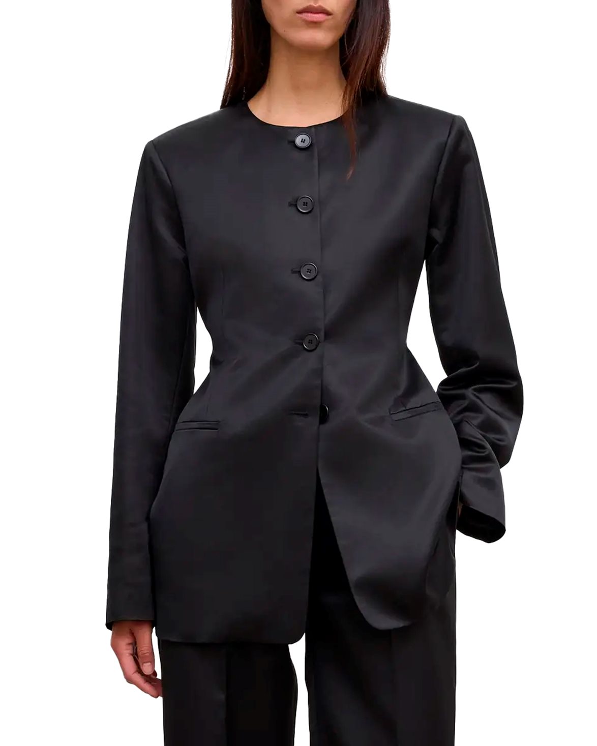 Shiny Slim Blazer Black