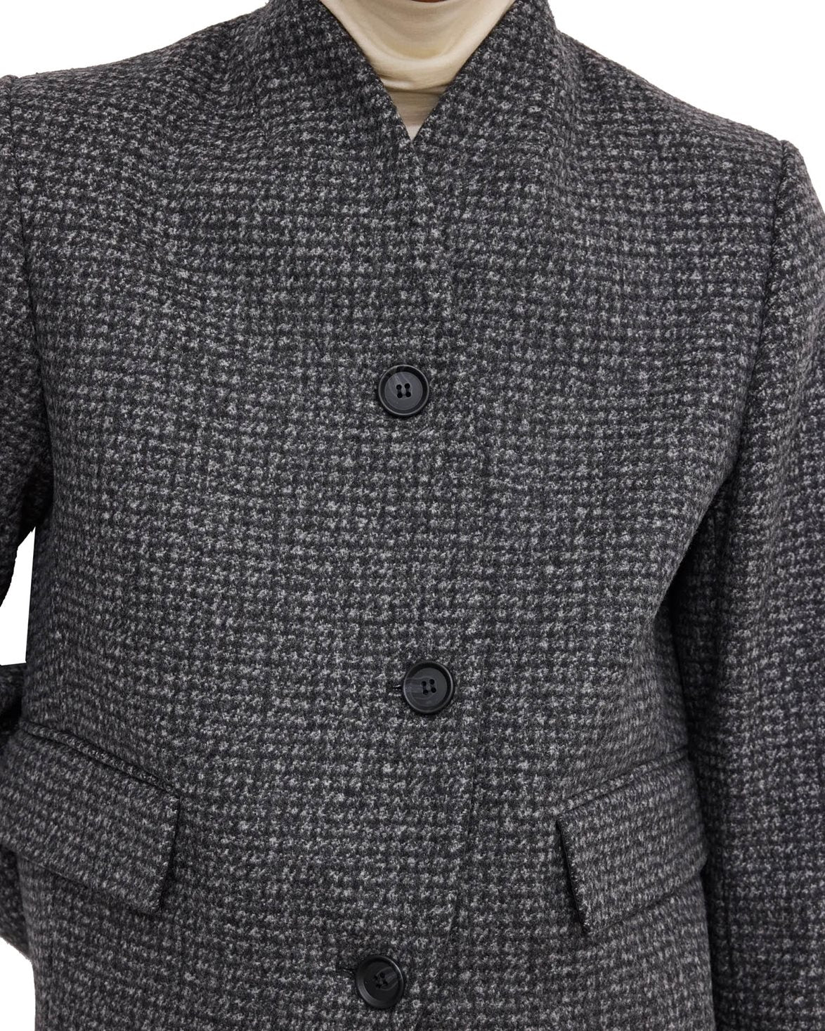 Short Curved Jacket Charcoal Grey