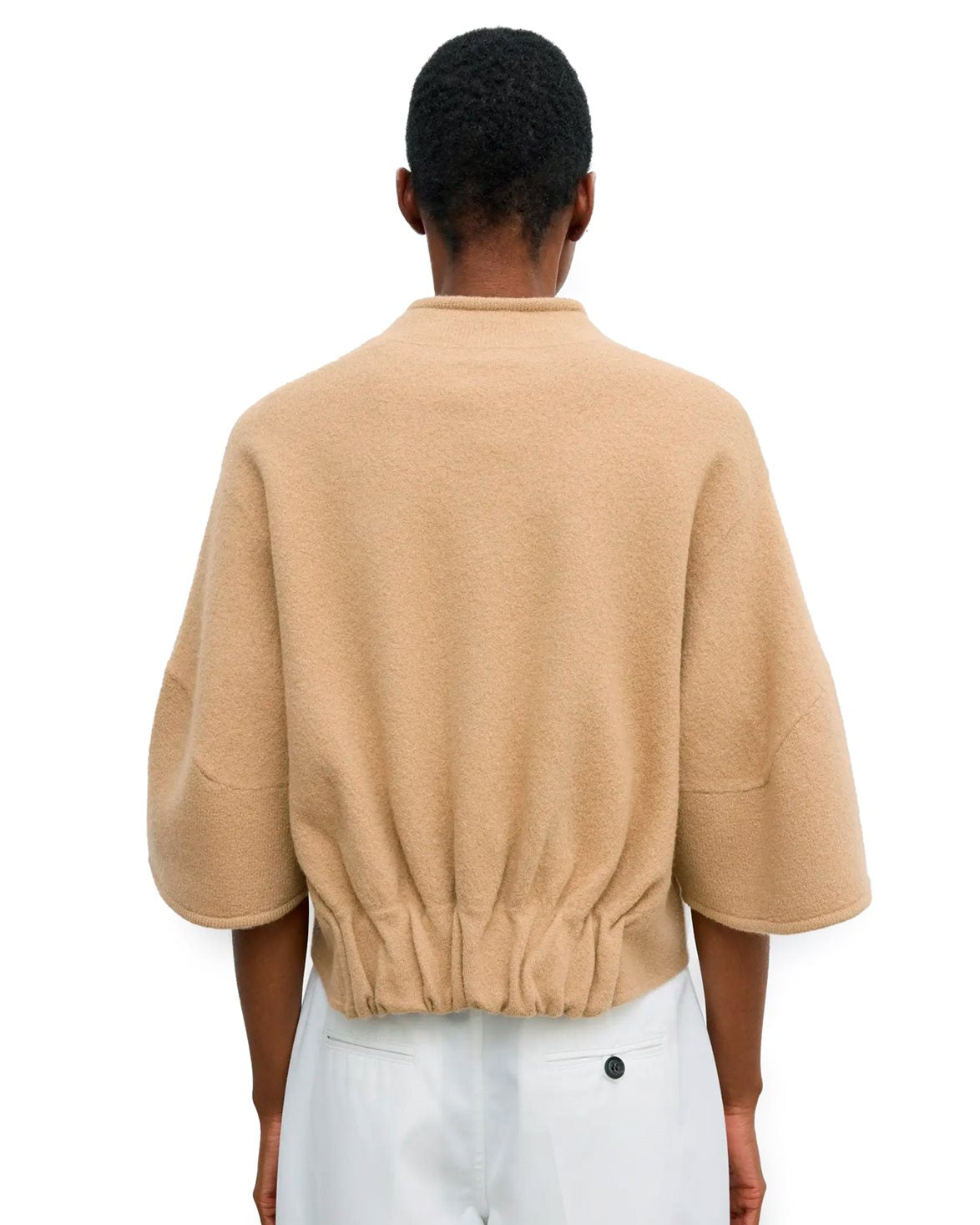 Short Wool Cardigan Camel
