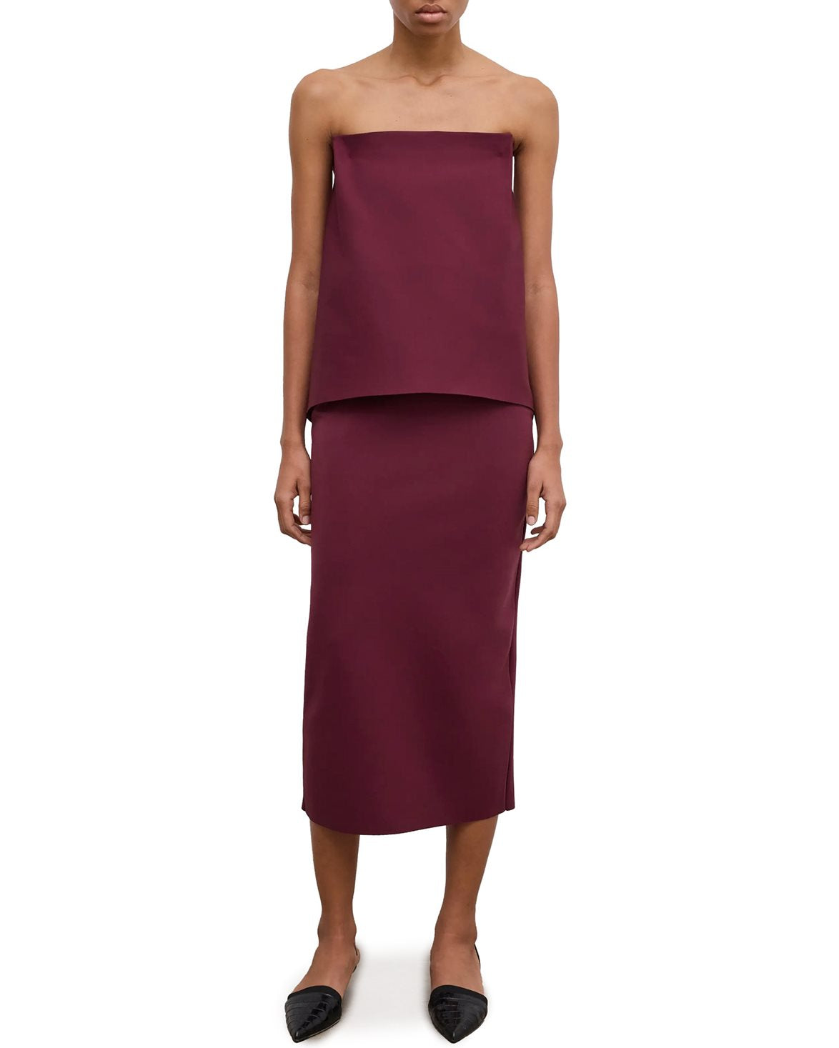 Square Slim Dress Burgundy Red