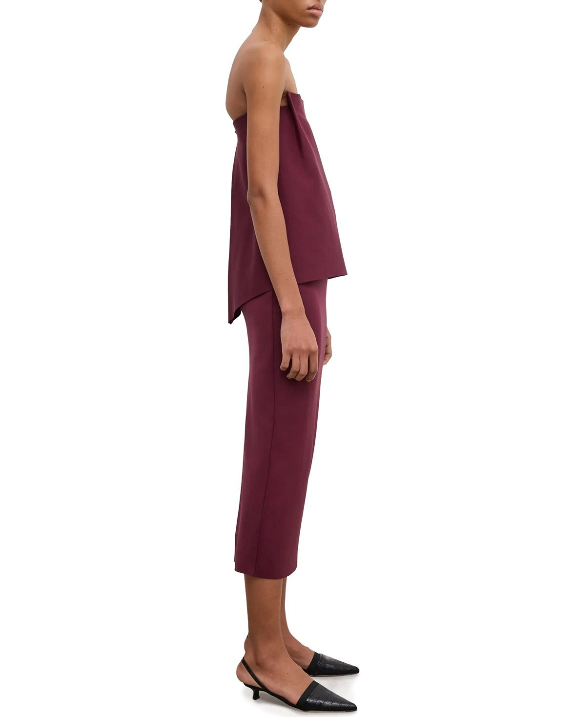 Square Slim Dress Burgundy Red