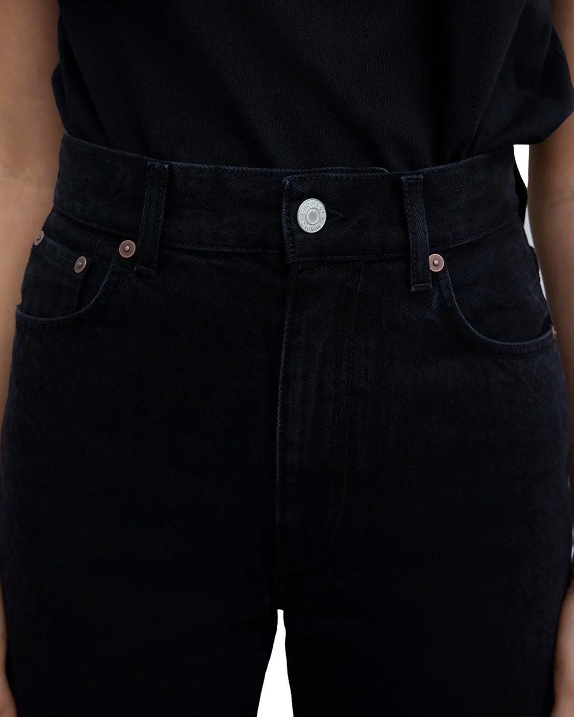 Wide Leg Denim Washed Black