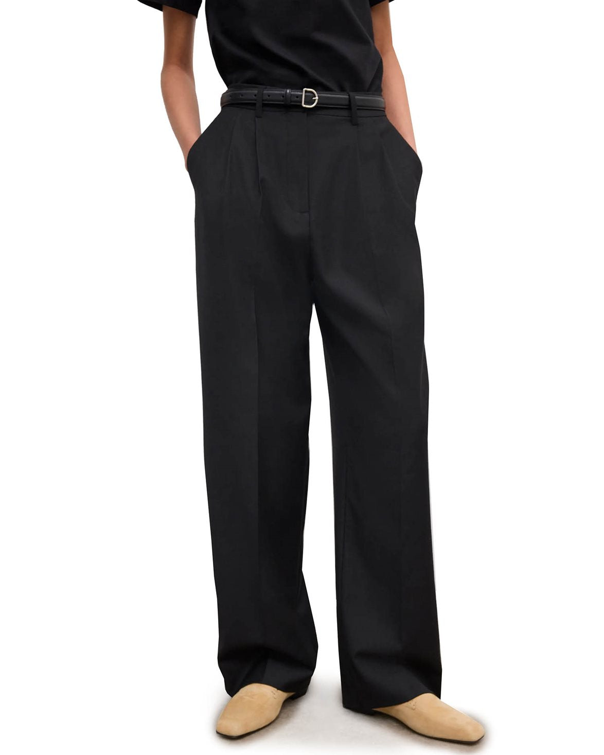 Wide Suit Trousers Black