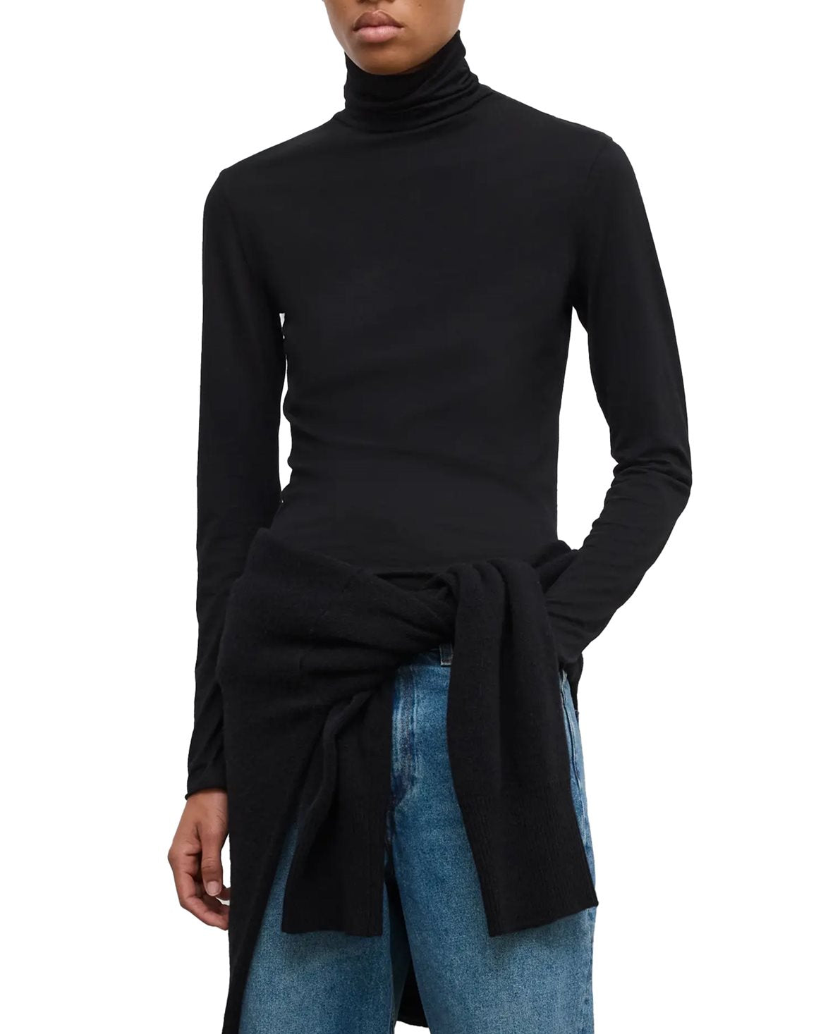 Wool Jersey Rollneck Black