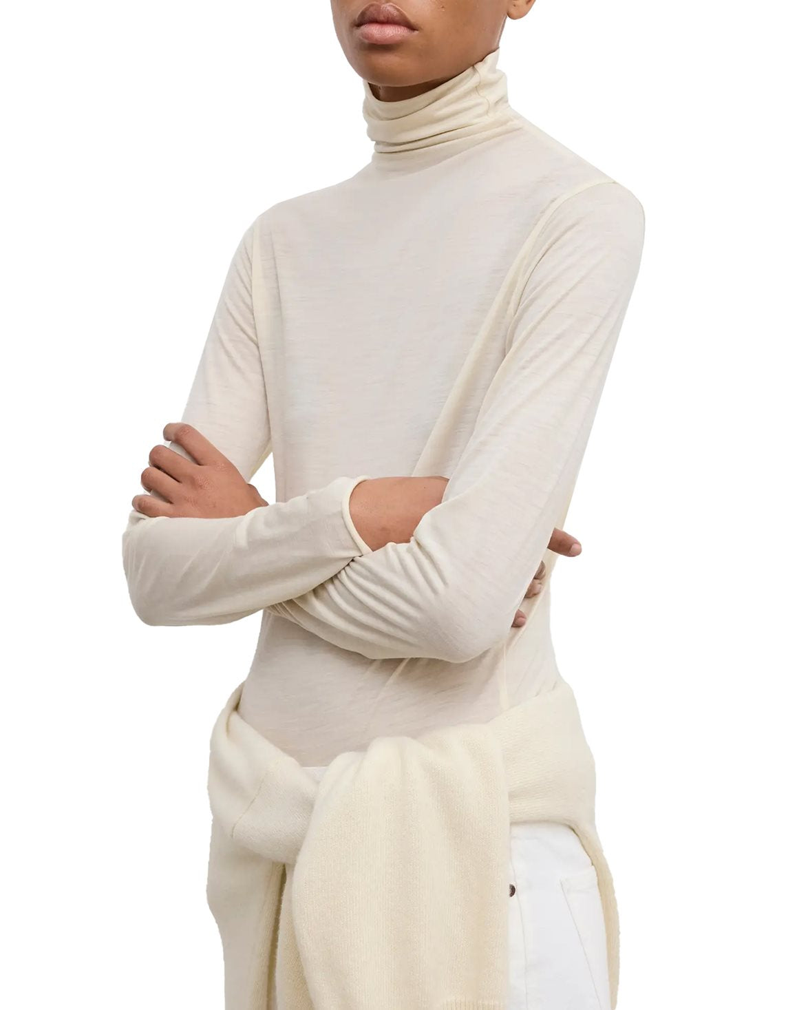 Wool Jersey Rollneck Cream White