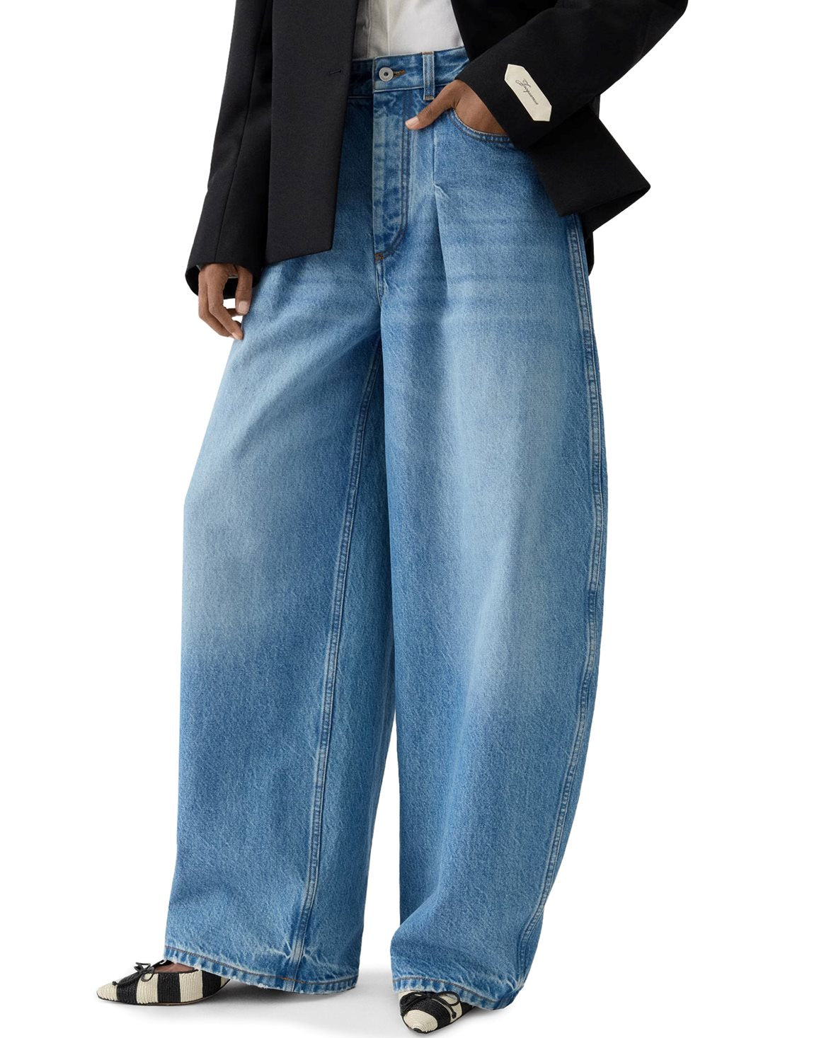 Le De-Nîmes Ovalo Denim Trousers Blue/Tabac