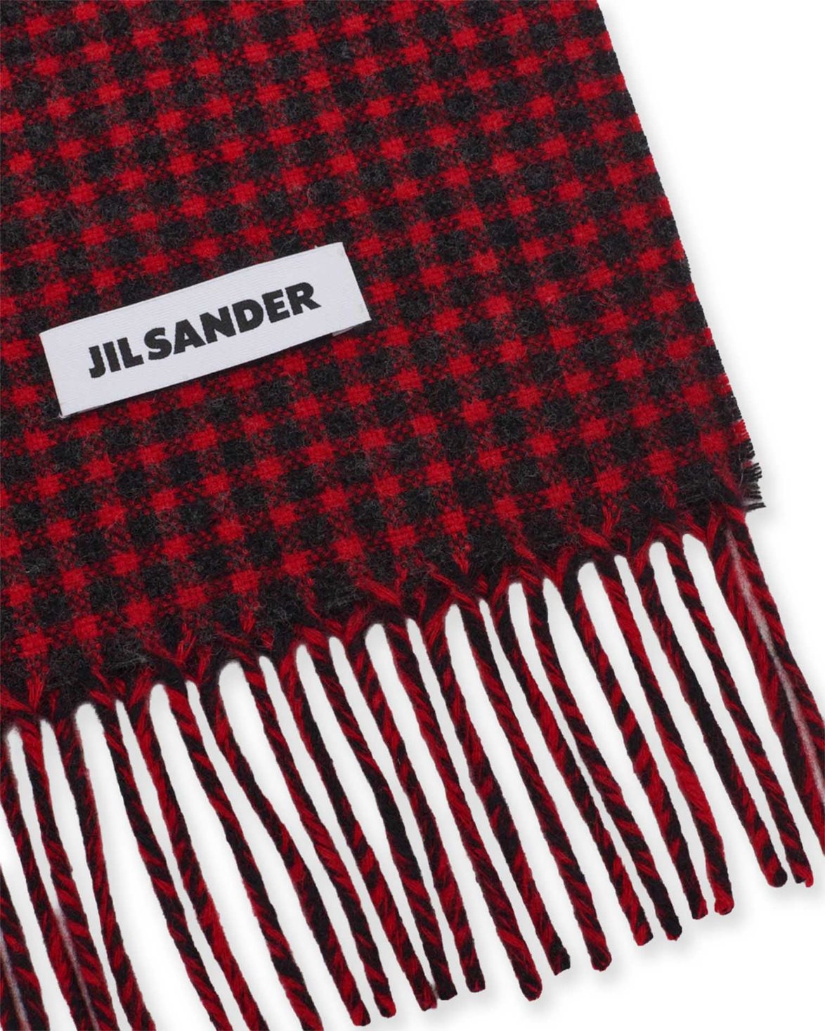 Slim Wool Check Scarf Ember