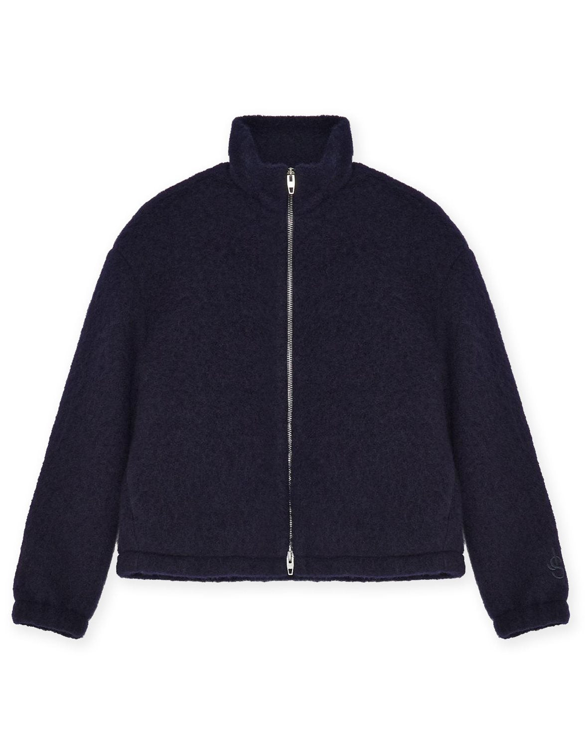 Zip-Up Soft Wool Sweatshirt Ink