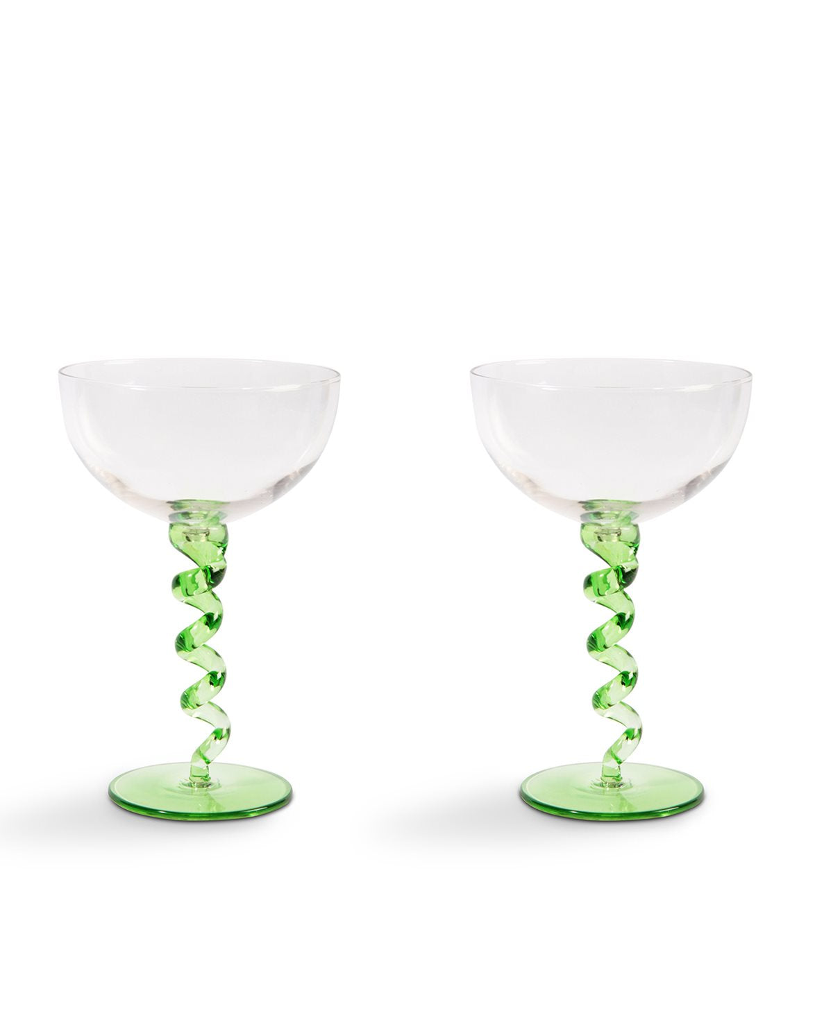 Spiral Champagne Coupe 2-Pack Green
