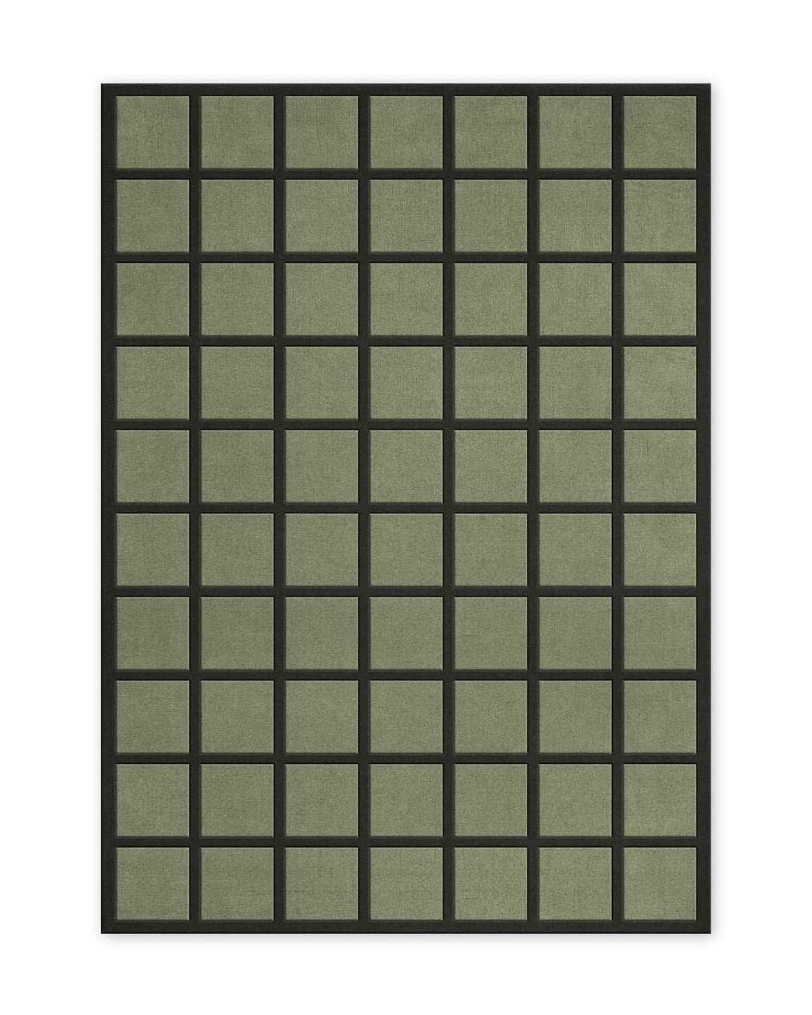Avenue Checked Wool Rug Olive