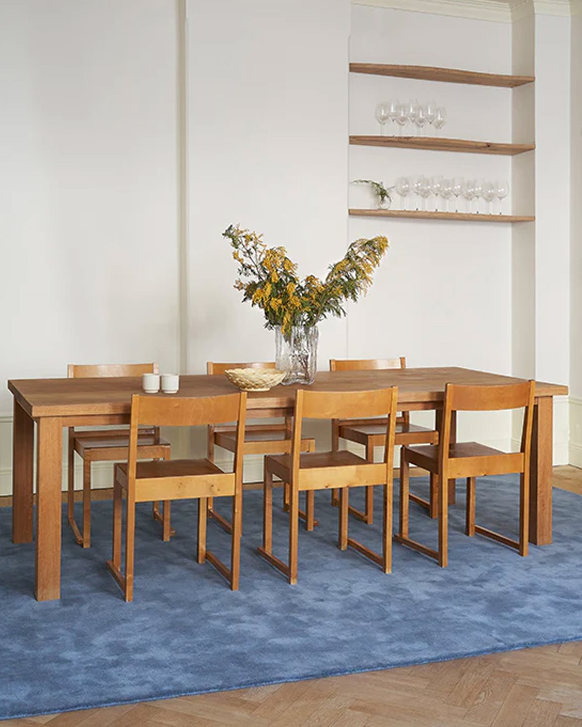 Classic Solid Wool Rug Cornflower Blue