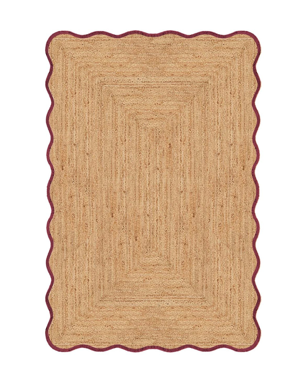 Scallop Jute Rug Burgundy