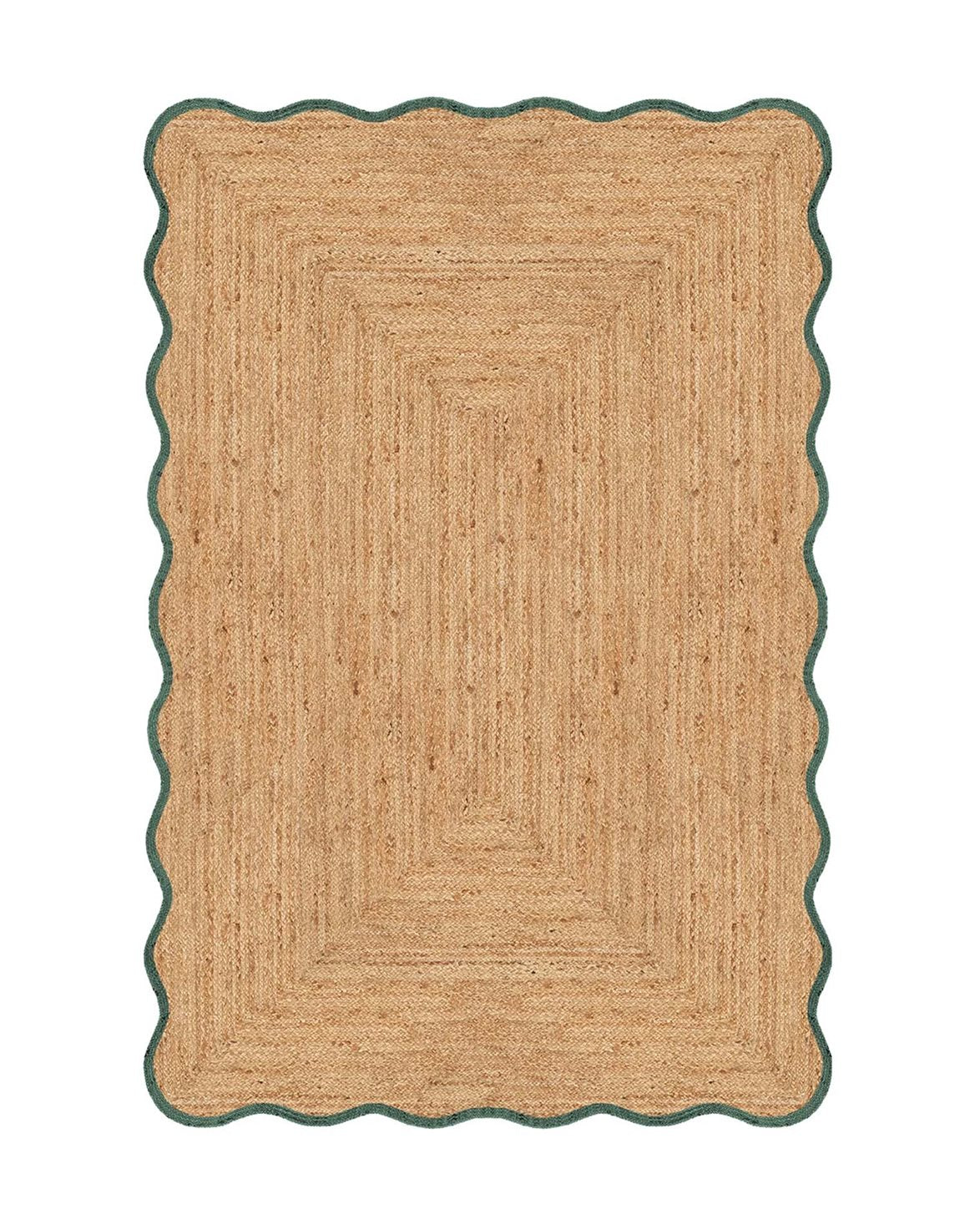 Scallop Jute Rug Dark Green