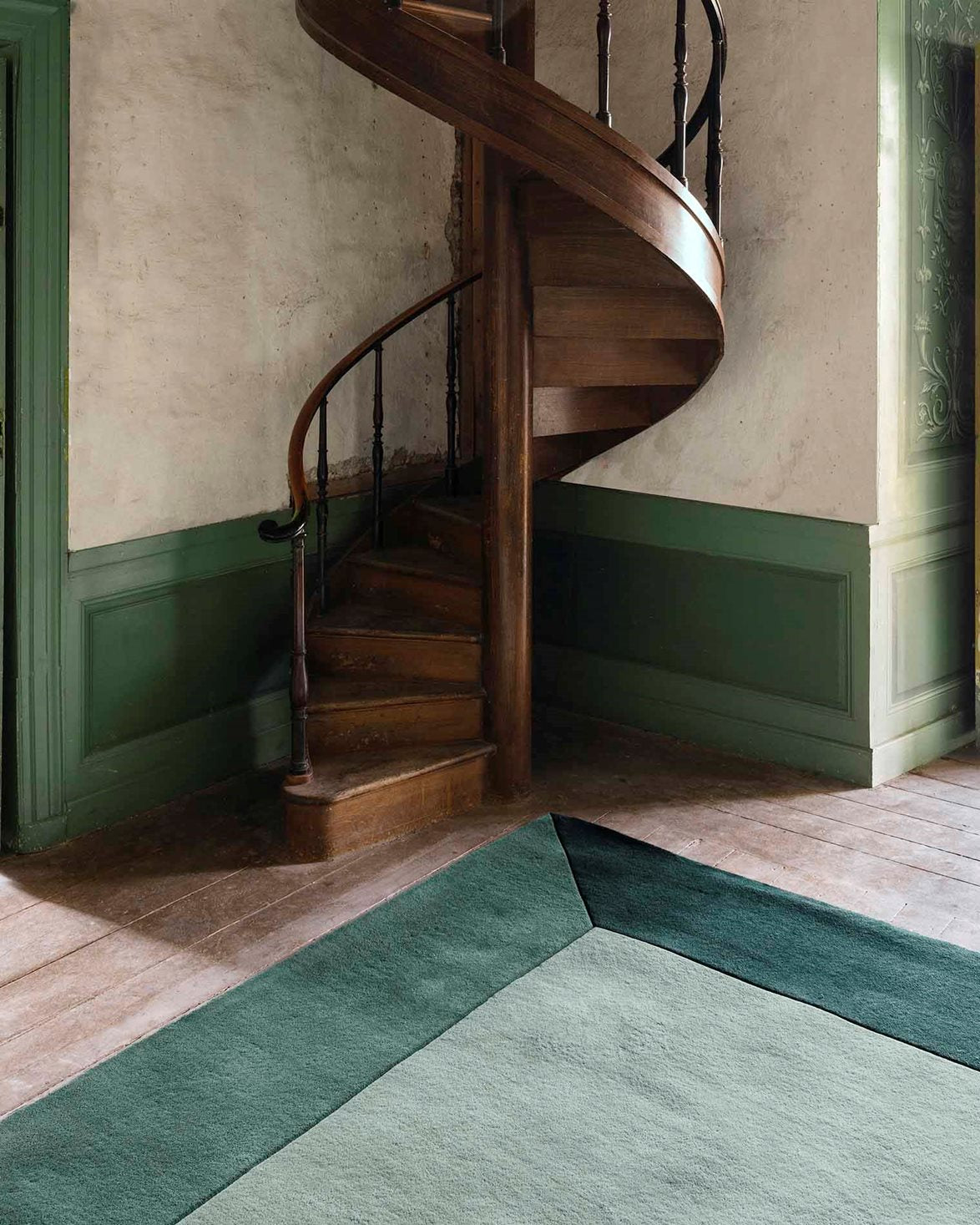 Teklan Box Wool Rug Greens