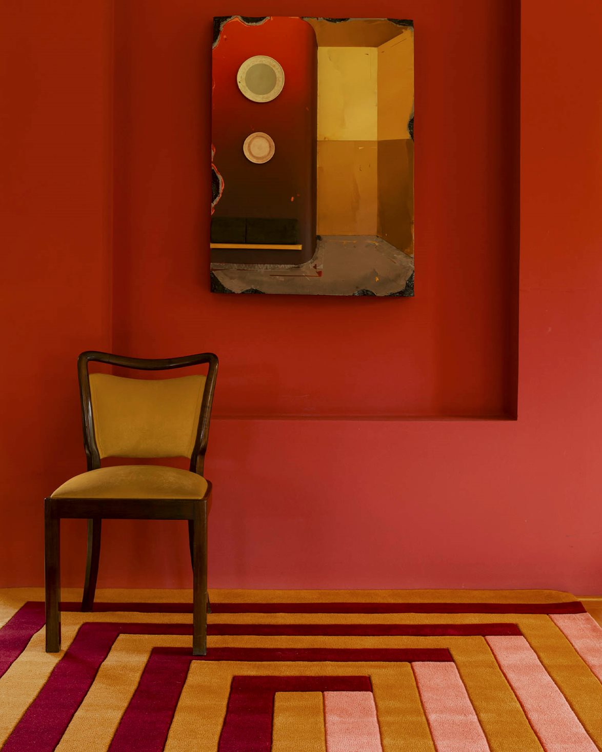 Teklan Labyrinth Rug Coral Pink