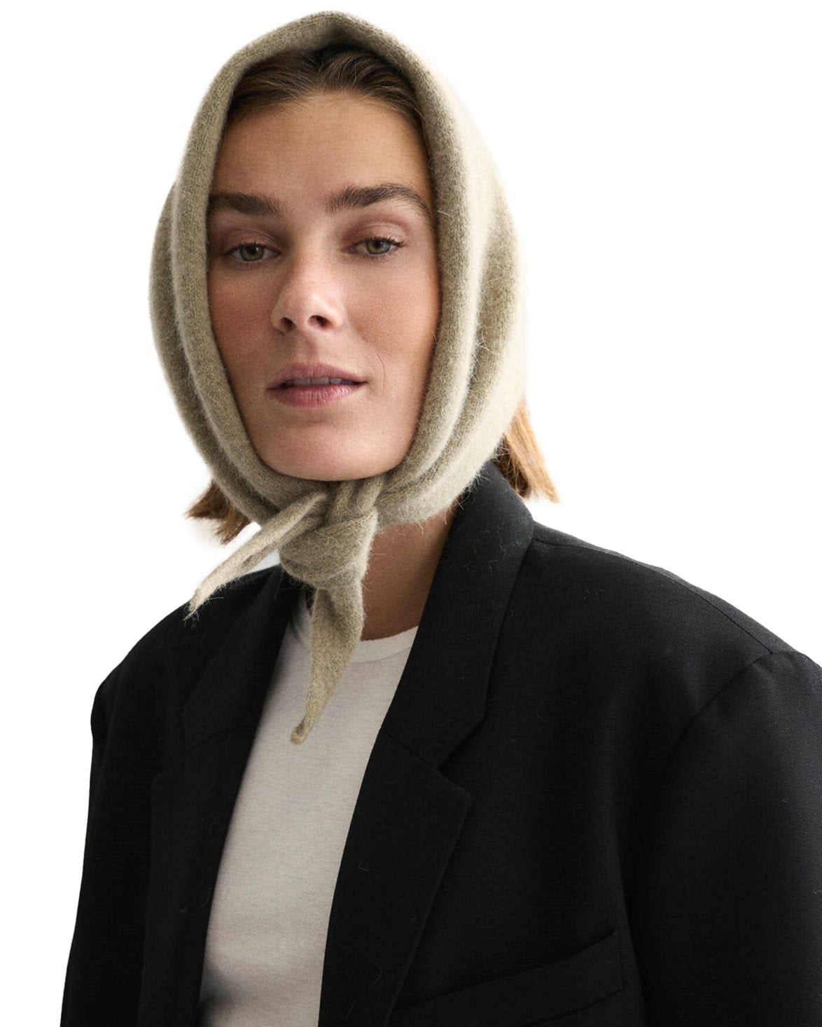 Lambswool/Caregora Bandana Scarf Clay